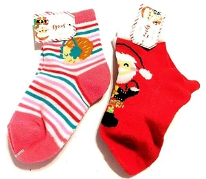 2 pair Girl's Christmas Crew Sock Size 5-6.½, Made for Retail - Picture 1 of 1