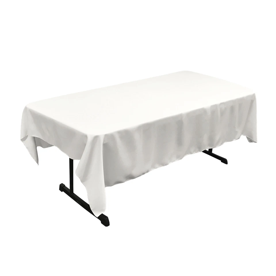 LA Linen Polyester Poplin 60 by 84 Inch Rectangular Tablecloth White