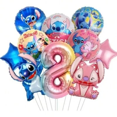 Lilo & Stitch Balloons 8th Birthday Party Decorations Age 8 Girls Kids 10 Pieces