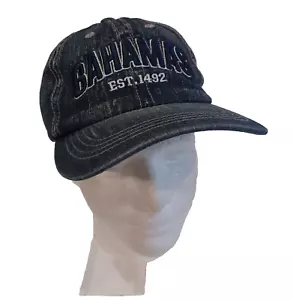 Bahamas EST. 1492 Reise blau Denim Riemen hinten Baseball 6 Panel Kappe Neu mit Etikett - Bild 1 von 7