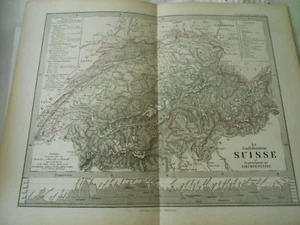 Carte 19ème La Confédération Suisse et la principauté de Liechtenstein - Imagen 1 de 1