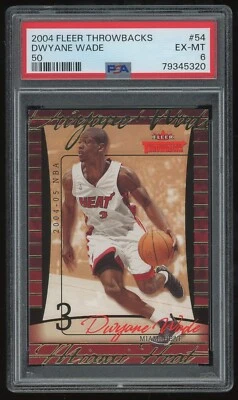 2004-05 Fleer Throwbacks Dwyane Wade Gold Foil #54 PSA 6 /50 - Miami Heat - HOF - Image 1 of 2