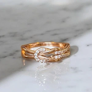 Anillo Nudo Mejor Amiga Madre Hija Oro Rosa Talla 6.5 Nuevo - Imagen 1 de 5