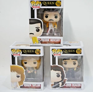 3 Funko Pop! Rock Band Queen 96 Freddie Mercury 94 Roger Taylor 95 John Deacon - Imagen 1 de 9