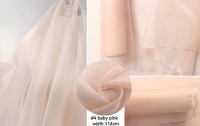 By Yard Stiff Transparent Silk Gauze 100 Natural Silk Organza Fabric Wedding Diy - Image 1 of 4