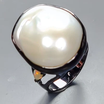 Beautiful ring Natural Baroque Pearl Ring 925 Sterling Silver Size 8 /R435199 - Image 1 of 4