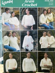 Wendy Aran Crochet Pattern Book 300 Ladies & Mens Jackets Sweaters Poncho - Picture 1 of 8