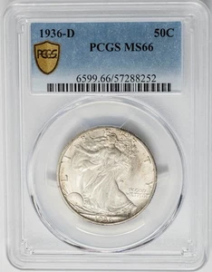 1936-D Walking Liberty Half 50c MS66 PCGS Secure 950547-8 - Picture 1 of 3