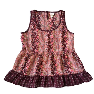Top boho floreale Cottagecore junior M canotta senza maniche hippie contadino prateria rosa - Foto 1 di 3