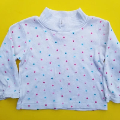 Vtg Paper Tag Carters Swiss Dot 18 mos Baby Girl Long Sleeve Top  - Image 1 of 4