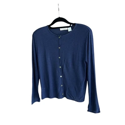 Suéter Cárdigan Ligero Ligero Azul Marino Vintage Liz Claiborne Talla Mediana Foto 1 de 4