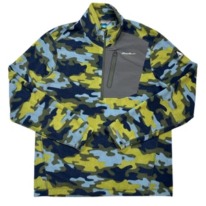 Eddie Bauer Fleecejacke Herren M Multi Camo Langarm Mock Neck Half Zip - Bild 1 von 4