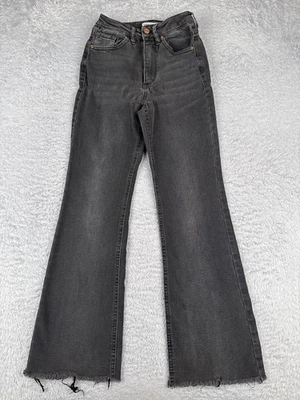 Garage Jeans Womens 00 Black Flared Raw Hem Mid Rise Cotton Blend 23x30 READ - Image 1 of 4