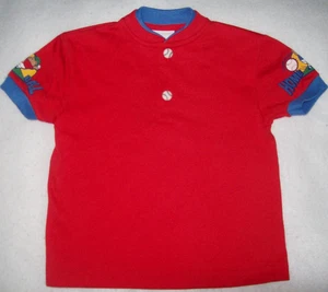 Jungen 24 M Vintage OSHKOSH B'GOSH Baseball-Thema USA Polo Shirt mit BASEBALL KNÖPFEN - Bild 1 von 6
