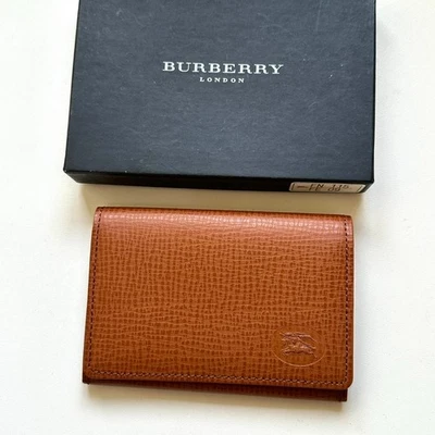 BURBERRY Auténtico Cuero Estuche para Tarjetas de Visita Marrón CAJA ABIERTA Foto 1 de 4
