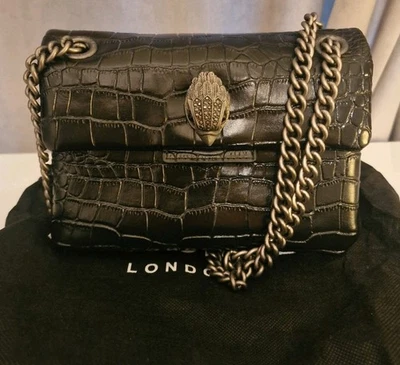 Kurt Geiger Kensington Black Croc Effect Leather Handbag Crossbody Bag - Image 1 of 4