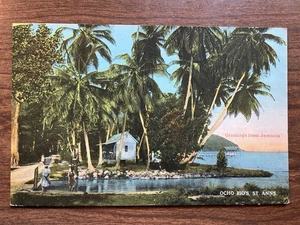 Ocho Rio's, St. Anns, Jamaica, BWI Postcard ~ Locals, Hut ~ Unposted, DB - Picture 1 of 2