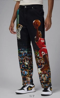 Calça de sarja Jordan nova em folha estampada a ar tamanho 34 - Imagem 1 de 4