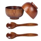 Wood Spoons Bowl Set,Wooden Handmade Flatware Tableware Cutlery Soup Rice8314
