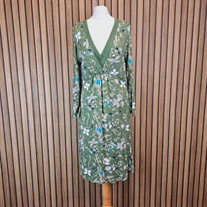 Fat Face Dress Green Floral UK 16 Below Knee Jersey Long Sleeve - Picture 1 of 11