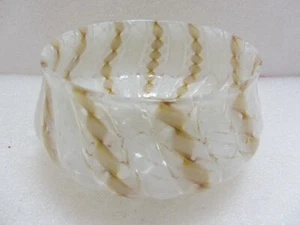 Venetian Murano Zanfirico Ribbon Twist Latticino Glass Bowl Gold, Aventurine - Picture 1 of 6