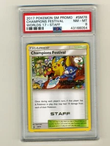 Pokemon PSA 8 NM-Mint 2017 Champions Festival STAFF World Championship Card SM78 - Picture 1 of 2