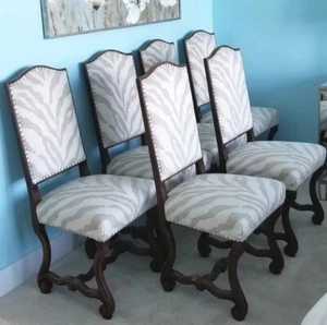 ❤️FABULOUS! Set 6 OAK French Carved Louis XIV Os de Mouton Side Dining Chairs ❤️ - Picture 1 of 13