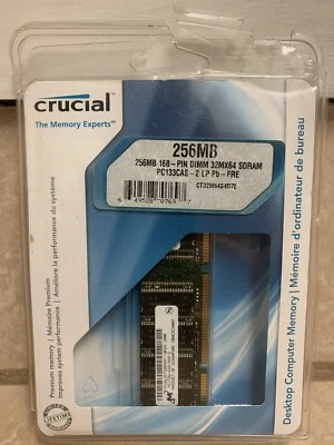  Crucial 256MB 168-Pin SDRAM PC133 Desktop Memory CT32M64S4D7E Foto 1 de 3