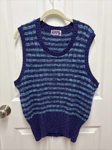 Vintage 1970’s Jockey Raps Vest Blue Purple Sleeveless Hippy Retro Large - Picture 1 of 5