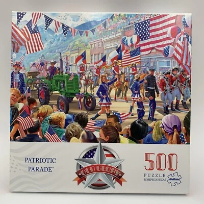 Buffalo Jigsaw Puzzle Patriotic Parade Old Glory 500 Piece America - Image 1 of 4