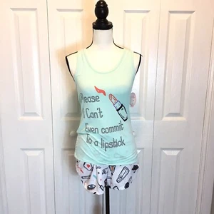 Spoiled Angel Womens 2pc Cute Lipstick Sleepwear Pajama Set Size Medium - Picture 1 of 7