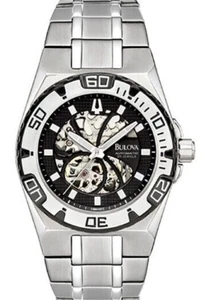 Bulova Automatic men watch stainless steel skeleton dial 98A107 - Picture 1 of 8