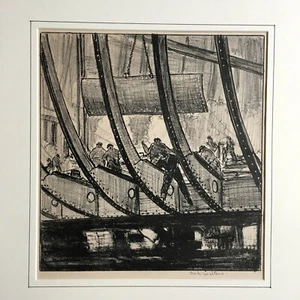 Carl Walter (1883-1955) original Lithograph signed "Boring the plate" no pottery - Picture 1 of 4