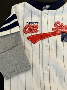 NWT Preemie CARTERS CLASSIC VINTAGE Cotton Baseball FOOTED SLEEPER Dad All-Star - Picture 1 of 4