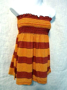 Top a tubino Delias senza spalline smocked taglia L luminoso estivo a righe bordo con volant - Foto 1 di 3