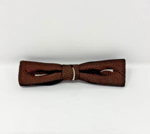 Vintage Wembley Clip On Bow Tie Brown with White Black Accent Classic Narrow - Picture 1 of 8