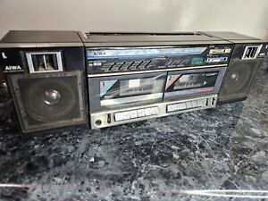 Vintage Aiwa CA-W30 dual tape cassette  boombox radio stereo. Everything Works 
