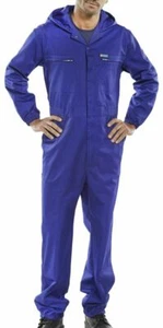 SUPER CLICK Hooded Boilersuit Zip Front Draw Cord Elastic Waist Cuffs Safety - Picture 1 of 3