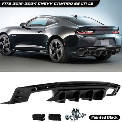 Difusor labial parachoques trasero negro brillante para Chevy Camaro SS LT1 LS 2016-2024 Foto 1 de 4