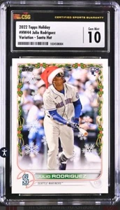 2022 Topps Holiday Julio Rodriguez Santa Hat Rookie Cars CSG/CGC 10 SSP - Picture 1 of 4