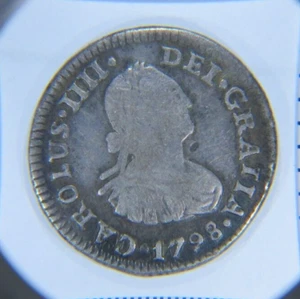 1798 CAROLUS IIII MEXICO 1/2 REALE MO FM COIN - Picture 1 of 2