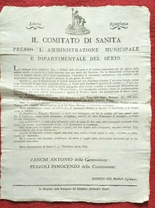 5739-REPUBBLICA CISALPINA, DIP. SERIO, COMITATO DI SANITA' SU STRADE-VICOLI,1799 - Imagen 1 de 1