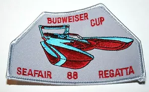 Raro Seafair Regatta Budweiser Cup Hydro Foil Barco de Carreras 1988 Parche Nuevo Nuevo de Edición - Imagen 1 de 1