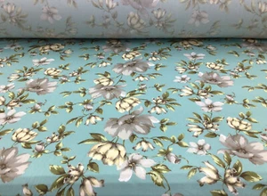Double Brushed DTY Floral Spandex Stretch Apparel Fabric Dark Mint Gray L411 - Picture 1 of 1
