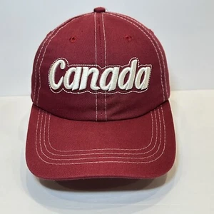 Canada Raised Embroidered Cap Red White Adjustable Strapback Stone Age Hat - Picture 1 of 8