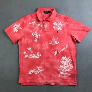 Camisa Polo Ralph Lauren para Hombre L Rosa Salmón Hawai Surf Estampado En Todas Las Playas - Imagen 1 de 12