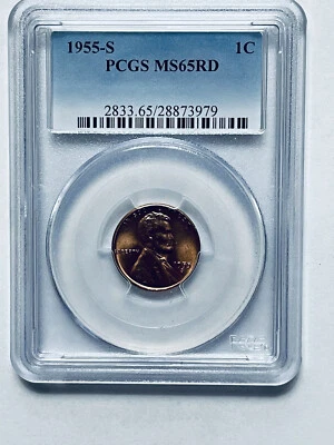 1955-S Lincoln Wheat Reverse Cent PCGS MS65RD - Image 1 of 4