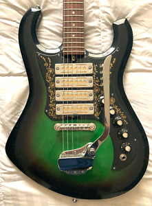KAWAI TEISCO Kimberley "Bison" Greenburst Electric Guitar 4 pickups w gigbag '69