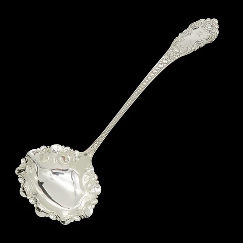 Antique Knowles Apollo Sterling Silver Soup Punch Ladle R Mono 11 in Cover