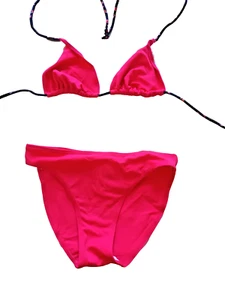 Primark Ocean Club UK 10 Rosa Triángulo Cuello Halter Bikini Calzoncillo Conjunto - Imagen 1 de 5